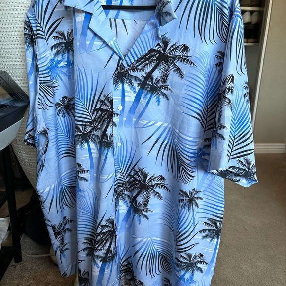 Vintage Italian Full Print Men’s Graphic Dress Shirt Button Up 2XL Beach Blue - Picture 14 of 15